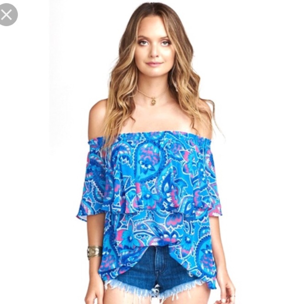 NWT SMYM Blueberry Paisley Bungalow OTS Top